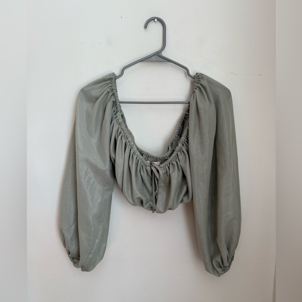 House of CB London Light Green Long Sleeve Crop Top Small